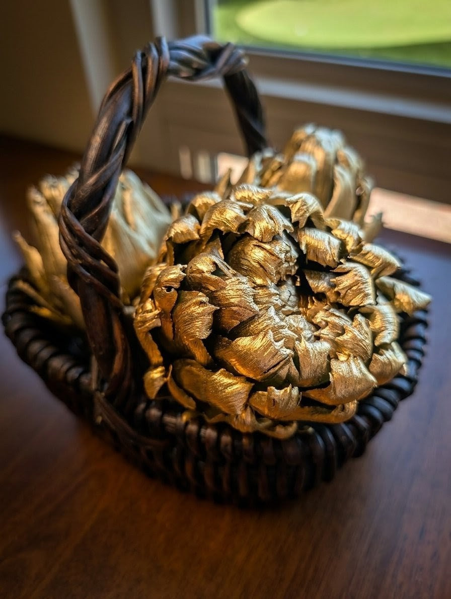 Real Dried Artichokes | Gold Metallic Finish